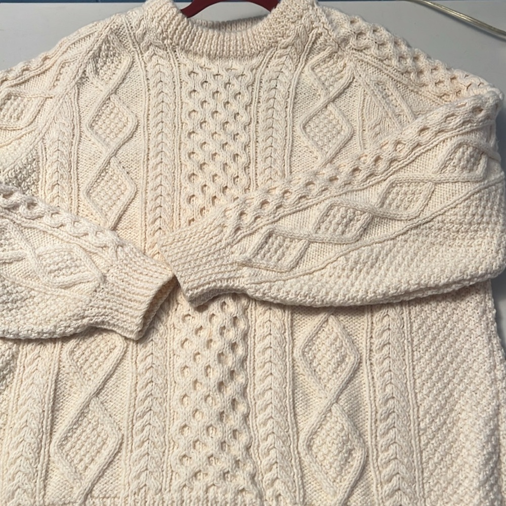 Men's Crewneck Fisherman’s Sweater - Cream - Picture 7 of 7